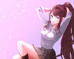 Preview wallpaper girl, gesture, ponytail, anime, art