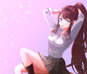 Preview wallpaper girl, gesture, ponytail, anime, art