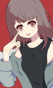 Preview wallpaper girl, gesture, protruding tongue, glance, anime