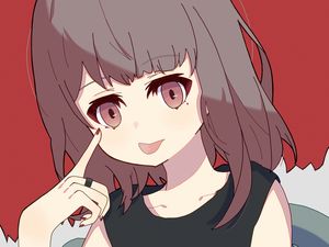 Preview wallpaper girl, gesture, protruding tongue, glance, anime