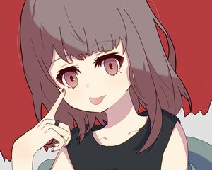 Preview wallpaper girl, gesture, protruding tongue, glance, anime