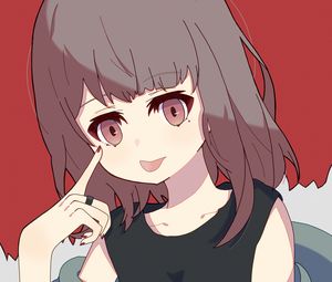 Preview wallpaper girl, gesture, protruding tongue, glance, anime