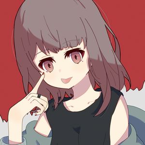 Preview wallpaper girl, gesture, protruding tongue, glance, anime
