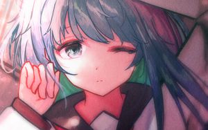 Preview wallpaper girl, gesture, schoolgirl, anime, art
