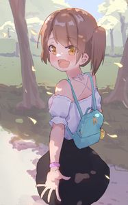 Preview wallpaper girl, gesture, smile, anime, art