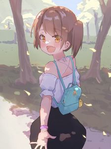 Preview wallpaper girl, gesture, smile, anime, art