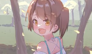 Preview wallpaper girl, gesture, smile, anime, art