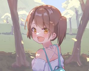Preview wallpaper girl, gesture, smile, anime, art