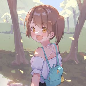 Preview wallpaper girl, gesture, smile, anime, art