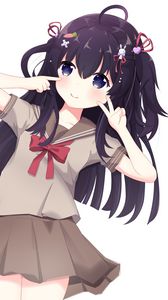 Preview wallpaper girl, gesture, smile, anime