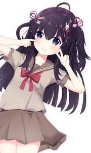 Preview wallpaper girl, gesture, smile, anime