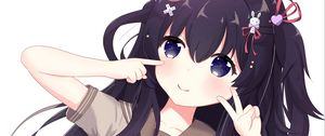 Preview wallpaper girl, gesture, smile, anime