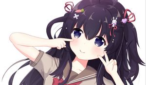 Preview wallpaper girl, gesture, smile, anime