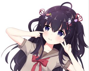 Preview wallpaper girl, gesture, smile, anime