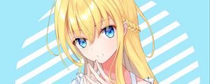 Preview wallpaper girl, gesture, smile, anime, art, blue