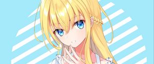 Preview wallpaper girl, gesture, smile, anime, art, blue