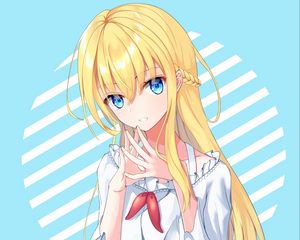 Preview wallpaper girl, gesture, smile, anime, art, blue