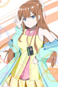 Preview wallpaper girl, gesture, smile, anime, colorful