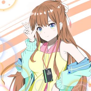 Preview wallpaper girl, gesture, smile, anime, colorful