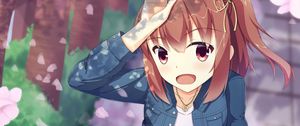 Preview wallpaper girl, gesture, smile, sakura, anime