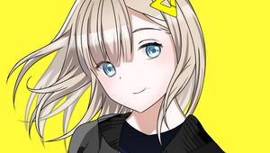 Preview wallpaper girl, gesture, smile, anime, art, cartoon, yellow