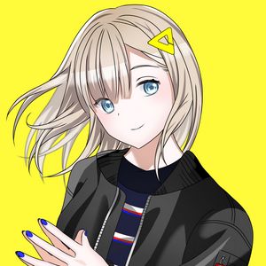 Preview wallpaper girl, gesture, smile, anime, art, cartoon, yellow