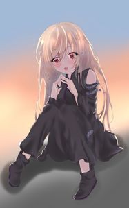 Preview wallpaper girl, gesture, smile, glance, anime