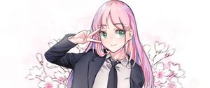 Preview wallpaper girl, gesture, smile, sakura, anime, art