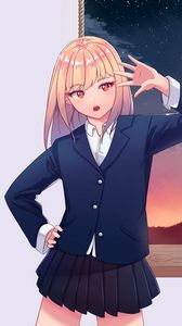 Preview wallpaper girl, gesture, uniform, anime, art