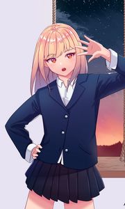 Preview wallpaper girl, gesture, uniform, anime, art