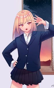 Preview wallpaper girl, gesture, uniform, anime, art