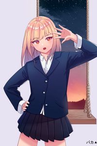 Preview wallpaper girl, gesture, uniform, anime, art