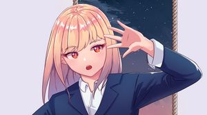 Preview wallpaper girl, gesture, uniform, anime, art