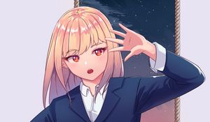 Preview wallpaper girl, gesture, uniform, anime, art