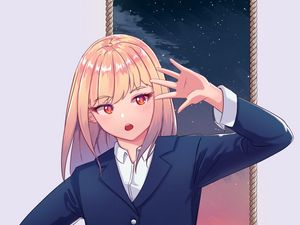 Preview wallpaper girl, gesture, uniform, anime, art