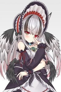 Preview wallpaper girl, gesture, wings, anime