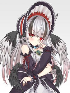 Preview wallpaper girl, gesture, wings, anime