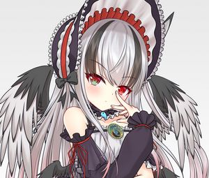 Preview wallpaper girl, gesture, wings, anime