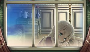 Preview wallpaper girl, glance, alone, window, anime