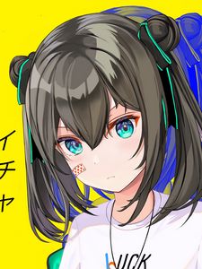 Preview wallpaper girl, glance, anime, yellow, bright