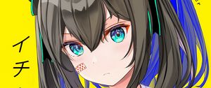 Preview wallpaper girl, glance, anime, yellow, bright