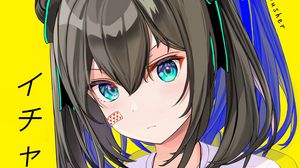 Preview wallpaper girl, glance, anime, yellow, bright