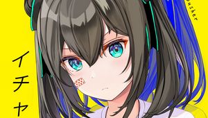 Preview wallpaper girl, glance, anime, yellow, bright