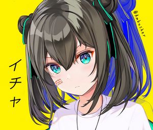 Preview wallpaper girl, glance, anime, yellow, bright