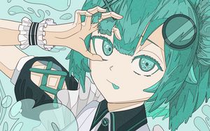 Preview wallpaper girl, glance, anime, art, green