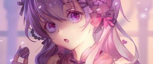 Preview wallpaper girl, glance, anime, art, vintage, purple