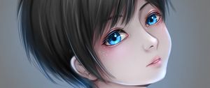 Preview wallpaper girl, glance, anime, art, blue