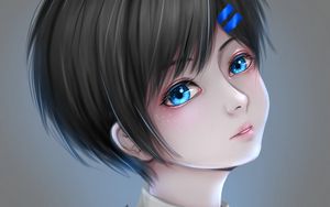 Preview wallpaper girl, glance, anime, art, blue