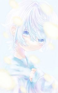 Preview wallpaper girl, glance, anime, art, blue, pastel