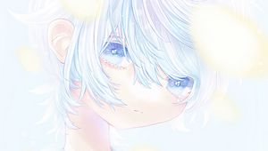 Preview wallpaper girl, glance, anime, art, blue, pastel